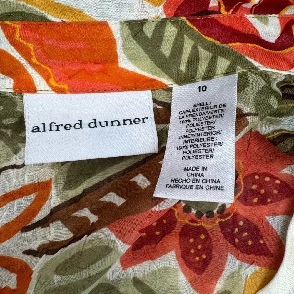 Alfred Dunner Women's Size 10 Blouse Tank Top Floral Fall Colors ¾ Sleeve - Picture 5 of 9